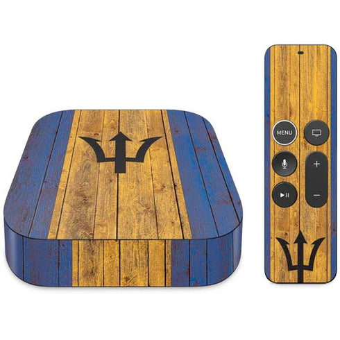 Barbados Flag Dark Wood Apple TV Skin